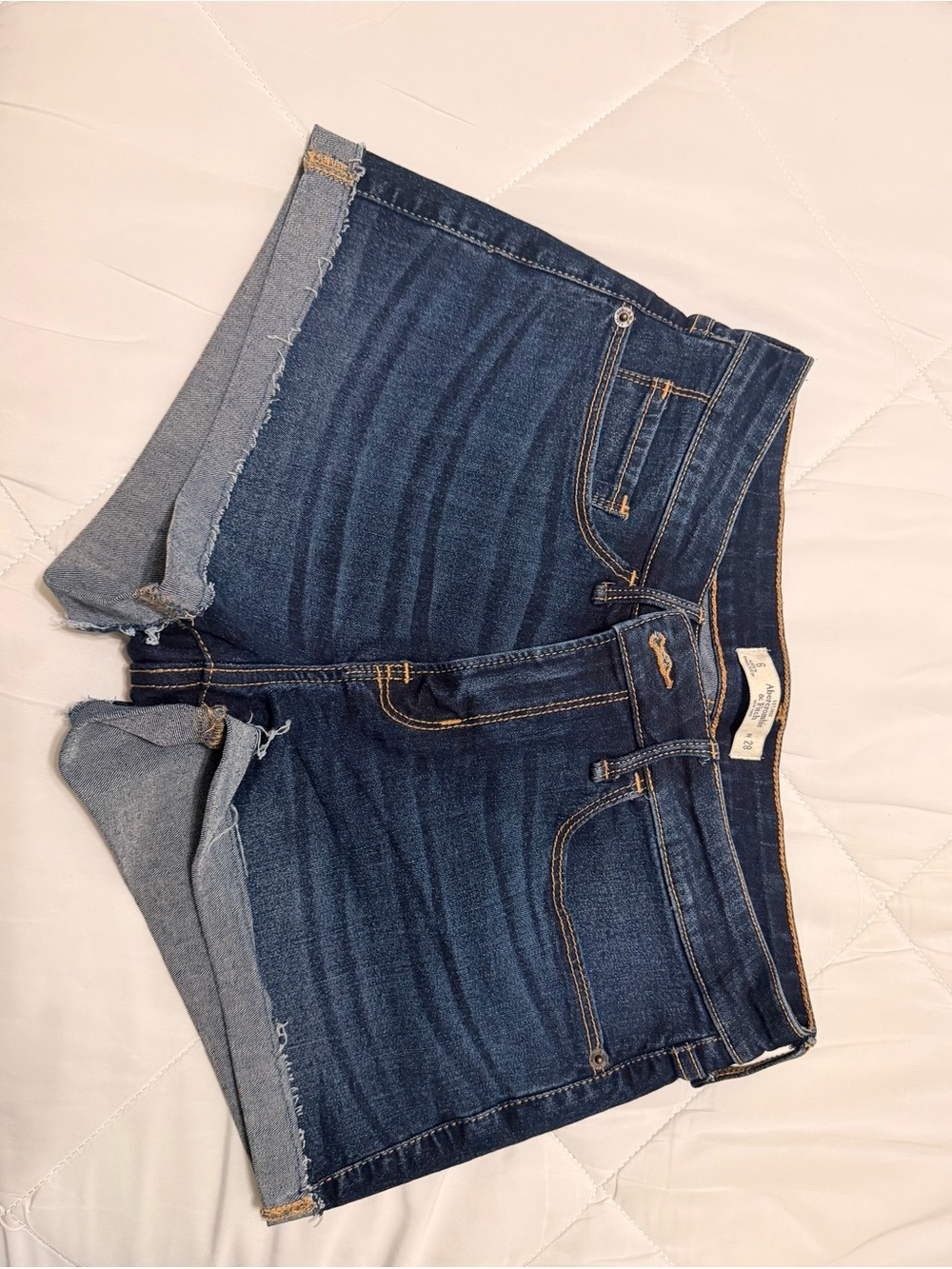 Abercrombie & Fitch Dark Blue Denim Cutoff Shorts